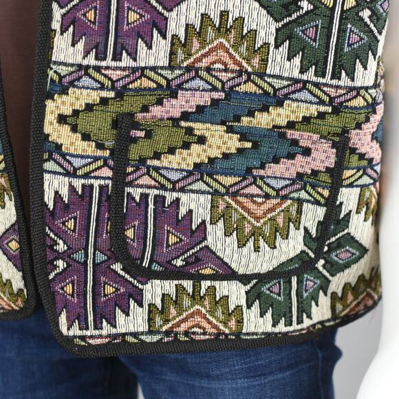 Vintage Southwestern Tapestry Aztec Vest Large - Picture 7 of 10